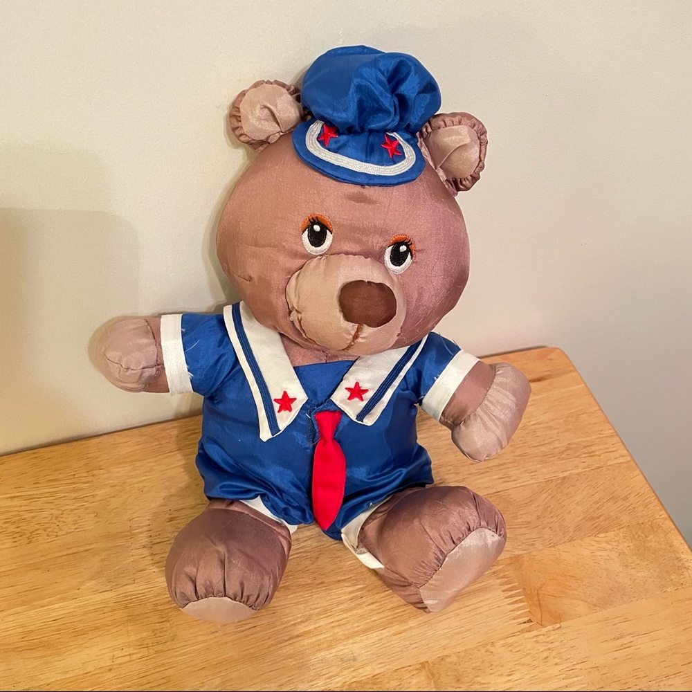 Vintage 1987 Potpourri Press Brown Sailor Teddy Bear 
Nylon Parachute Plush